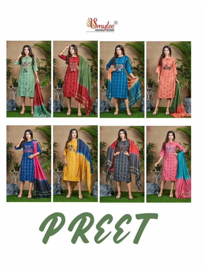 Preet Rayon Printed Designer Kurti With Dupatta Catalog